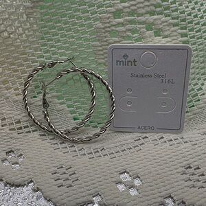 NWT Mint Silver Twisted Hoop Earrings